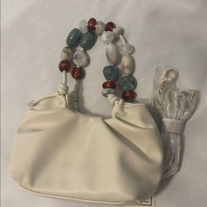 Urban Expressions Ivory Yzabelle Crossbody bag beaded handle vegan leather NWT